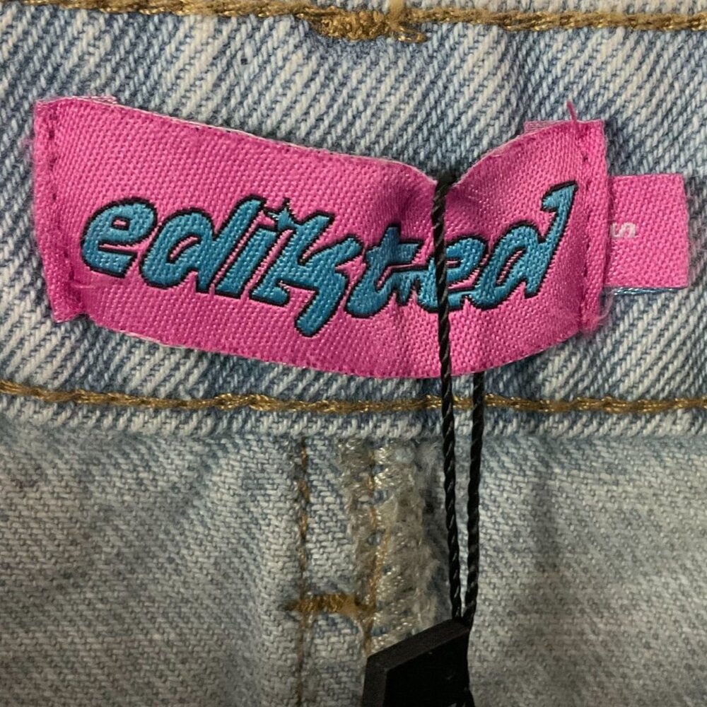 NWT Edikted Chiara Denim Micro Skirt, Size Small, Zipper/Button Closure,  Cotton - Picture 8 of 13